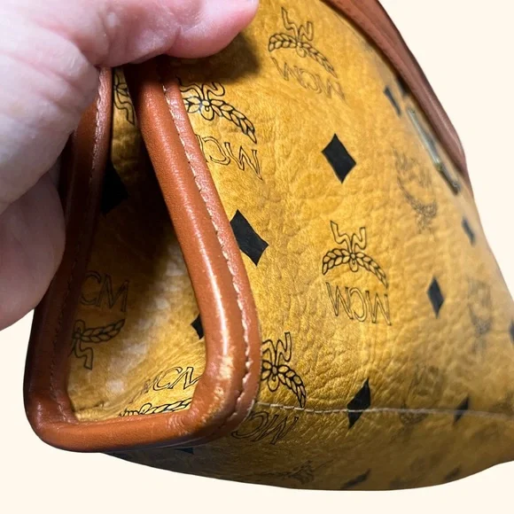 MCM Brown Toiletry Bag with Logo Pattern, top zip closure, *see notes below - Picture 12 of 14